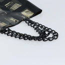 CHANEL Chain Tote Bag Vinyl Black CC Auth ARZ371-7