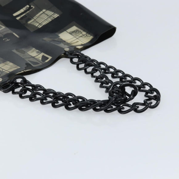 CHANEL Chain Tote Bag Vinyl Black CC Auth ARZ371