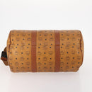 MCM Logogram Vicetos Boston Bag PVC 2way Brown Gold Auth ARZ373-11