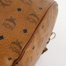 MCM Logogram Vicetos Boston Bag PVC 2way Brown Gold Auth ARZ373-12
