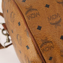MCM Logogram Vicetos Boston Bag PVC 2way Brown Gold Auth ARZ373-13