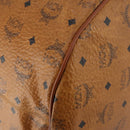 MCM Logogram Vicetos Boston Bag PVC 2way Brown Gold Auth ARZ373-14