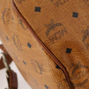 MCM Logogram Vicetos Boston Bag PVC 2way Brown Gold Auth ARZ373-15