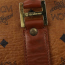 MCM Logogram Vicetos Boston Bag PVC 2way Brown Gold Auth ARZ373-16