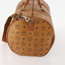 MCM Logogram Vicetos Boston Bag PVC 2way Brown Gold Auth ARZ373-4