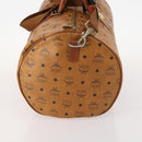 MCM Logogram Vicetos Boston Bag PVC 2way Brown Gold Auth ARZ373-5
