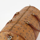 MCM Logogram Vicetos Boston Bag PVC 2way Brown Gold Auth ARZ373-6