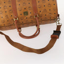 MCM Logogram Vicetos Boston Bag PVC 2way Brown Gold Auth ARZ373-7
