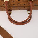 MCM Logogram Vicetos Boston Bag PVC 2way Brown Gold Auth ARZ373-9