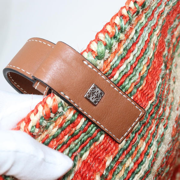 LOEWE Hand Bag Straw Multicolor Auth ARZ383V