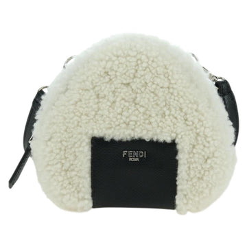 FENDI Rice Ball Shoulder Bag Mouton White Silver Auth ARZ384SM - 0