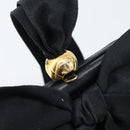 CHANEL Hand Bag Velor Black Gold CC Auth ARZ385A-15