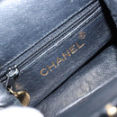 CHANEL Hand Bag Velor Black Gold CC Auth ARZ385A-16