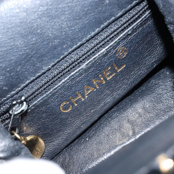 CHANEL Hand Bag Velor Black Gold CC Auth ARZ385A