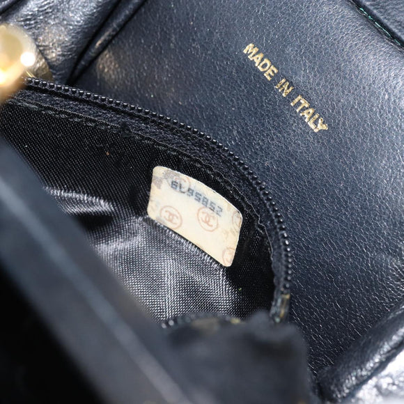 CHANEL Hand Bag Velor Black Gold CC Auth ARZ385A