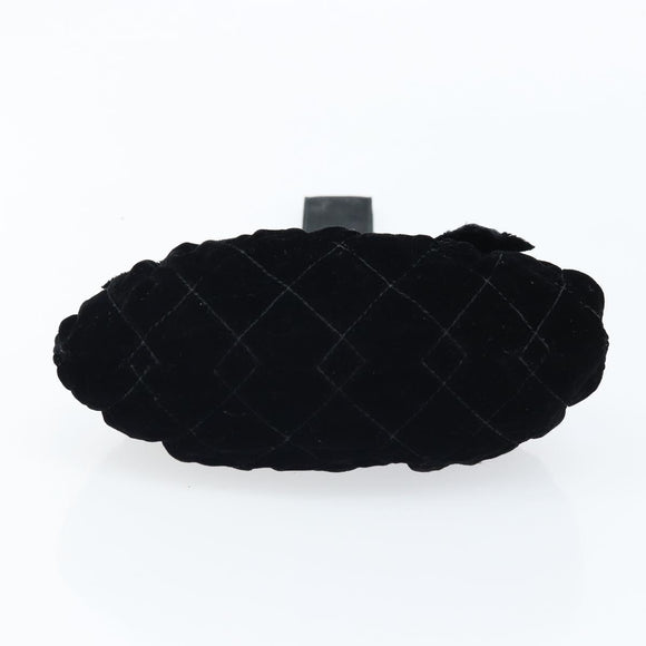 CHANEL Hand Bag Velor Black Gold CC Auth ARZ385A