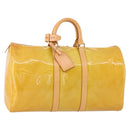 LOUIS VUITTON Monogram Vernis Mercer Boston Bag Beige M91000 LV Auth ARZ413-1