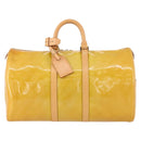 LOUIS VUITTON Monogram Vernis Mercer Boston Bag Beige M91000 LV Auth ARZ413-13