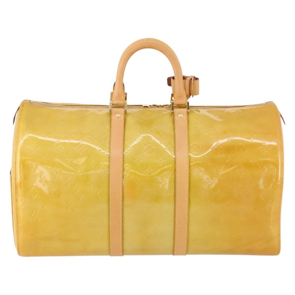 LOUIS VUITTON Monogram Vernis Mercer Boston Bag Beige M91000 LV Auth ARZ413
