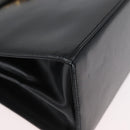 Salvatore Ferragamo Gancini Hand Bag Leather 2way Black Gold Auth ARZ416-10