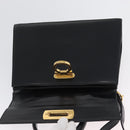 Salvatore Ferragamo Gancini Hand Bag Leather 2way Black Gold Auth ARZ416-19