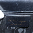 Salvatore Ferragamo Gancini Hand Bag Leather 2way Black Gold Auth ARZ416-12