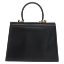Salvatore Ferragamo Gancini Hand Bag Leather 2way Black Gold Auth ARZ416-2