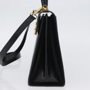 Salvatore Ferragamo Gancini Hand Bag Leather 2way Black Gold Auth ARZ416-3