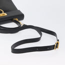 Salvatore Ferragamo Gancini Hand Bag Leather 2way Black Gold Auth ARZ416-8