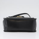 Salvatore Ferragamo Gancini Hand Bag Leather 2way Black Gold Auth ARZ417-11