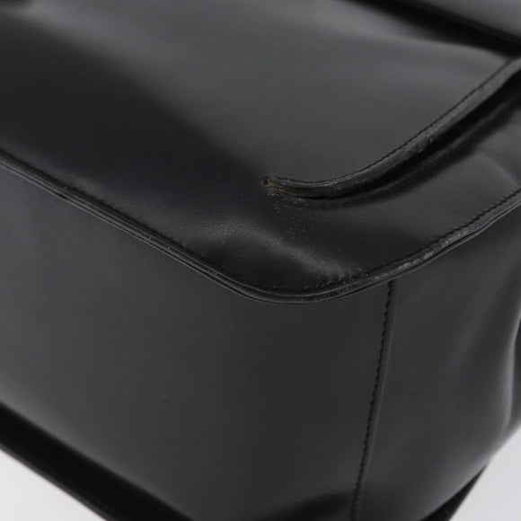 Salvatore Ferragamo Gancini Hand Bag Leather 2way Black Gold Auth ARZ417