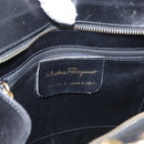Salvatore Ferragamo Gancini Hand Bag Leather 2way Black Gold Auth ARZ417-18