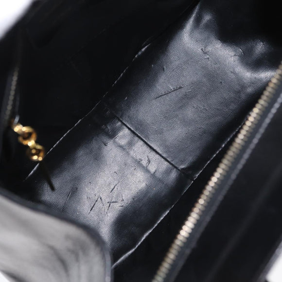 Salvatore Ferragamo Gancini Hand Bag Leather 2way Black Gold Auth ARZ417