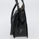 Salvatore Ferragamo Gancini Hand Bag Leather 2way Black Gold Auth ARZ417-4