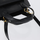 Salvatore Ferragamo Gancini Hand Bag Leather 2way Black Gold Auth ARZ417-7