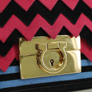 Salvatore Ferragamo Gancini Shoulder Bag Suede Black Pink gold Auth ARZ419M-18