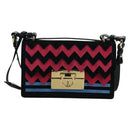 Salvatore Ferragamo Gancini Shoulder Bag Suede Black Pink gold Auth ARZ419M-13