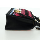 Salvatore Ferragamo Gancini Shoulder Bag Suede Black Pink gold Auth ARZ419M-4