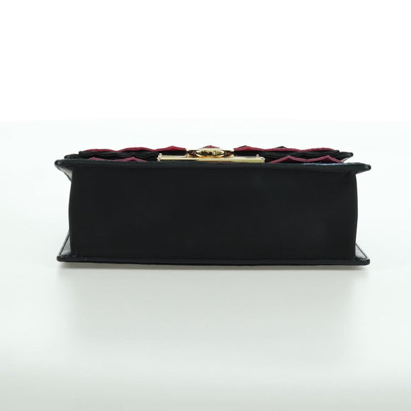 Salvatore Ferragamo Gancini Shoulder Bag Suede Black Pink gold Auth ARZ419M
