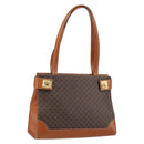 CELINE Macadam Canvas Tote Bag PVC Leather Brown Gold Auth ARZ422-1
