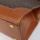 CELINE Macadam Canvas Tote Bag PVC Leather Brown Gold Auth ARZ422-9