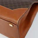 CELINE Macadam Canvas Tote Bag PVC Leather Brown Gold Auth ARZ422-15