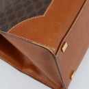 CELINE Macadam Canvas Tote Bag PVC Leather Brown Gold Auth ARZ422-16