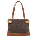 CELINE Macadam Canvas Tote Bag PVC Leather Brown Gold Auth ARZ422-13