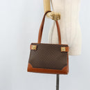 CELINE Macadam Canvas Tote Bag PVC Leather Brown Gold Auth ARZ422-23