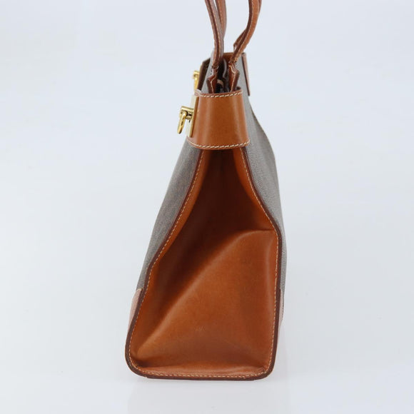 CELINE Macadam Canvas Tote Bag PVC Leather Brown Gold Auth ARZ422