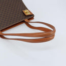 CELINE Macadam Canvas Tote Bag PVC Leather Brown Gold Auth ARZ422-7