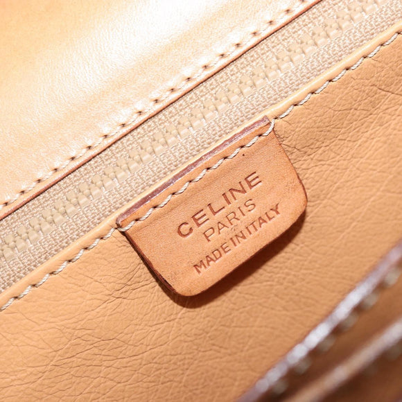 CELINE Macadam Canvas Umhängetasche PVC Leder Braun Gold Auth ARZ423