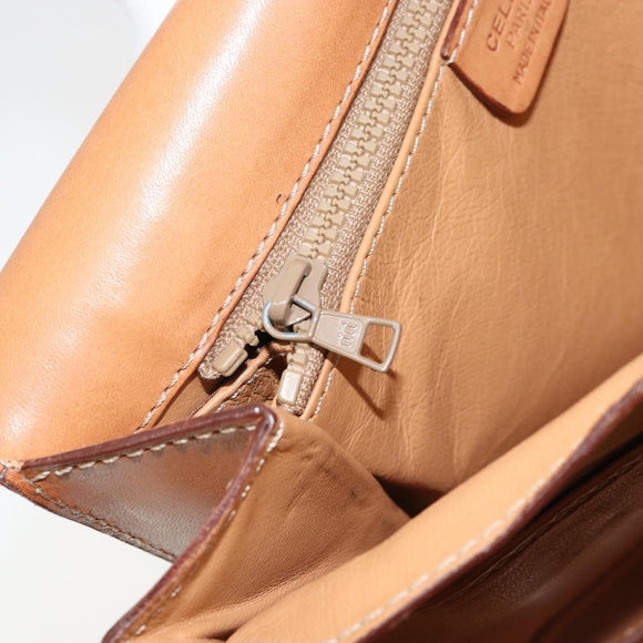 CELINE Macadam Canvas Umhängetasche PVC Leder Braun Gold Auth ARZ423