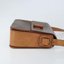 CELINE Macadam Canvas Umhängetasche PVC Leder Braun Gold Auth ARZ423-4